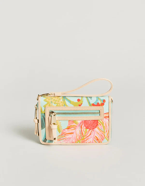 Multi Phone Wallet Queenie Tropical Floral Sea Foam