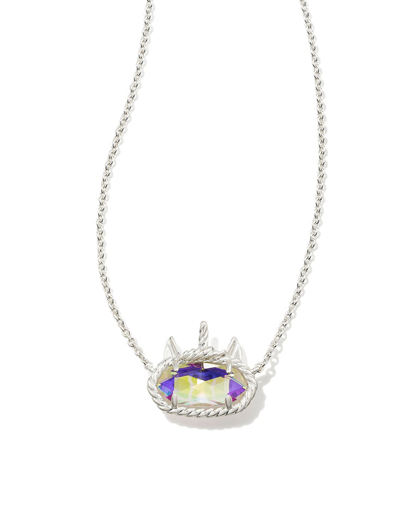 Elisa Bright Silver Unicorn Pendant Necklace in Dichroic Glass