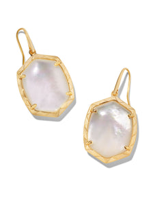 Daphne Gold Drop Earrings in Ivory Mother of Pearl