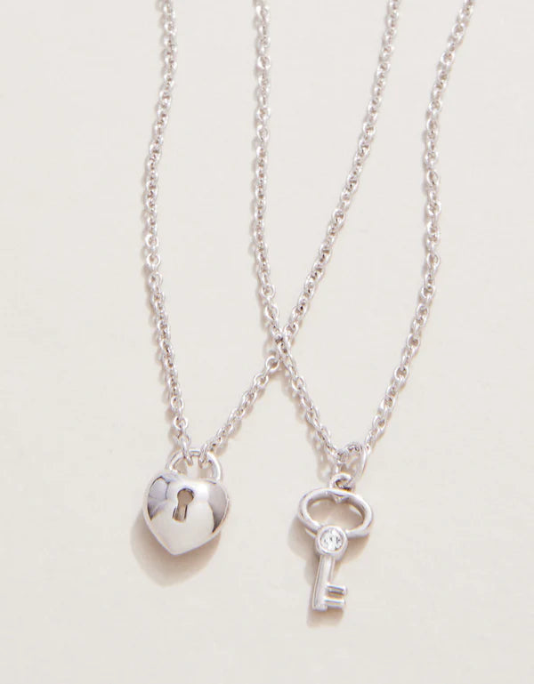 SLV Necklace 18" Best Friends/Heart Key (2 piece set)