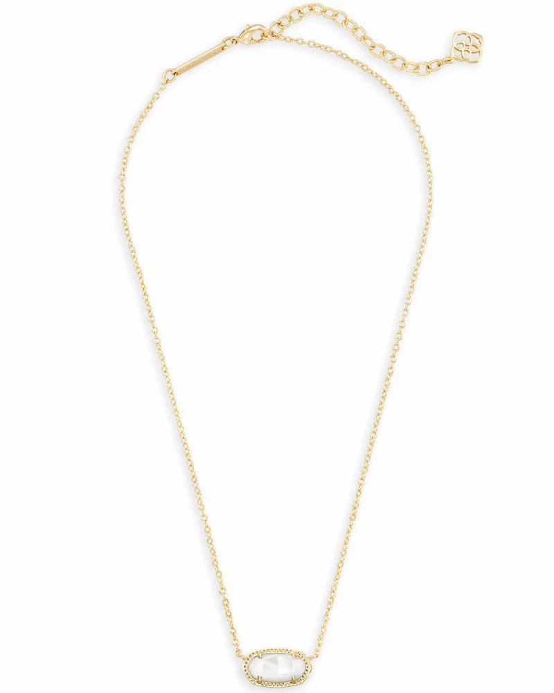 Elisa Gold Pendant Necklace in Ivory Pearl