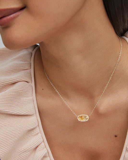 Elisa Gold Pendant Necklace in Citrine