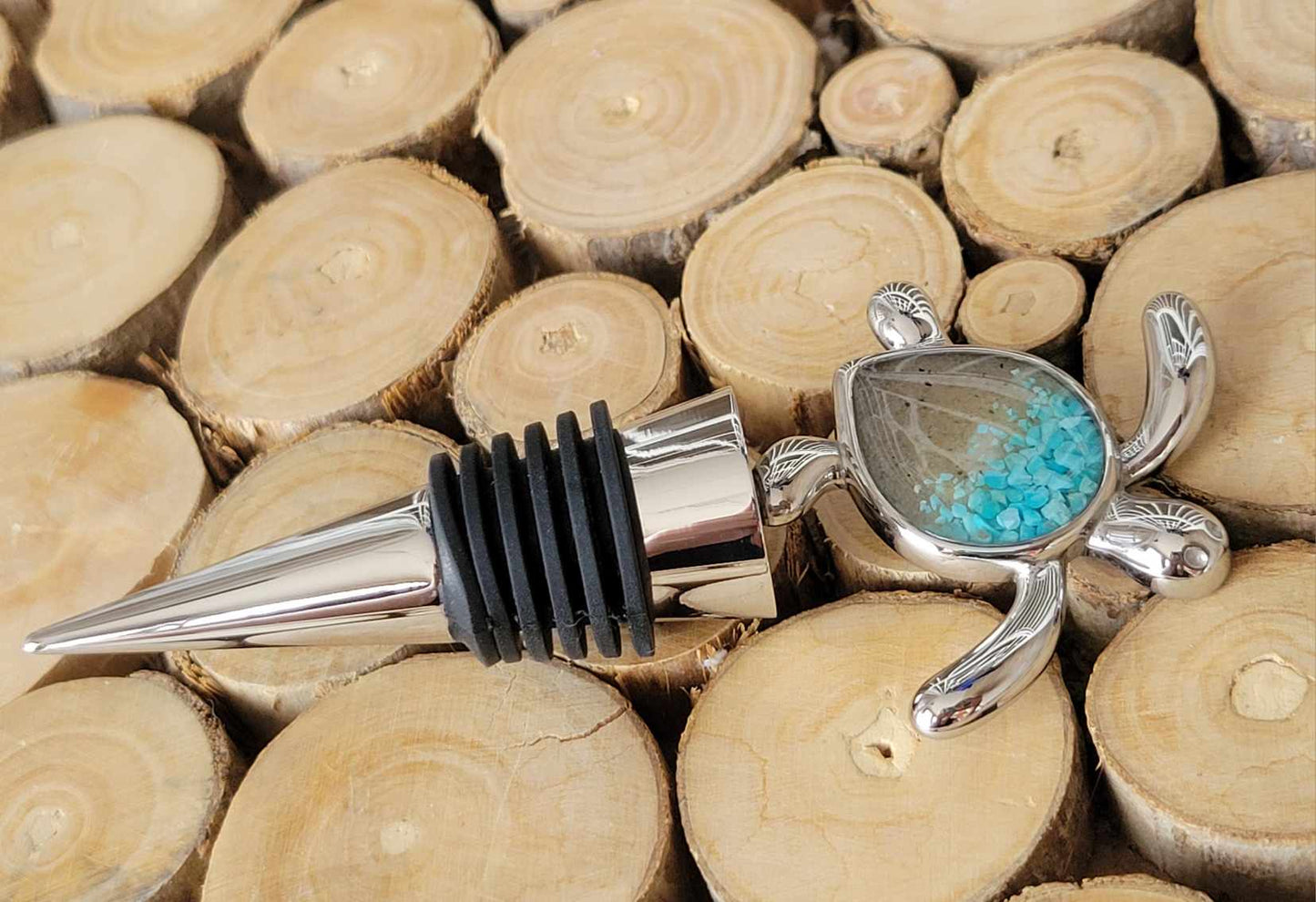 Turtle Wine Stopper - Turquoise Gradient