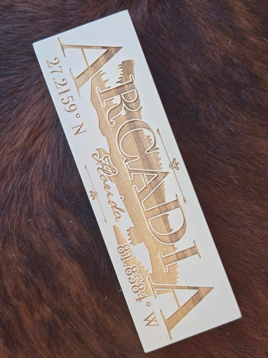 Arcadia Alligator Engraved Sign