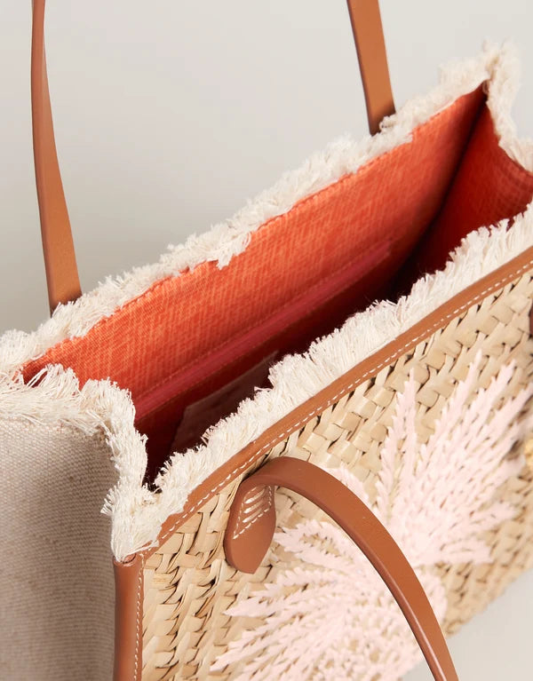Straw Pineapple Box Tote Natural