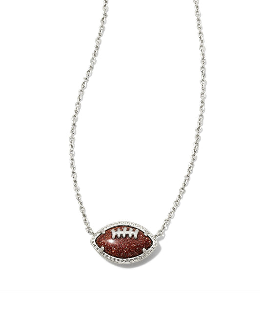 The Football Silver Short Pendant Necklace in Orange Goldstone