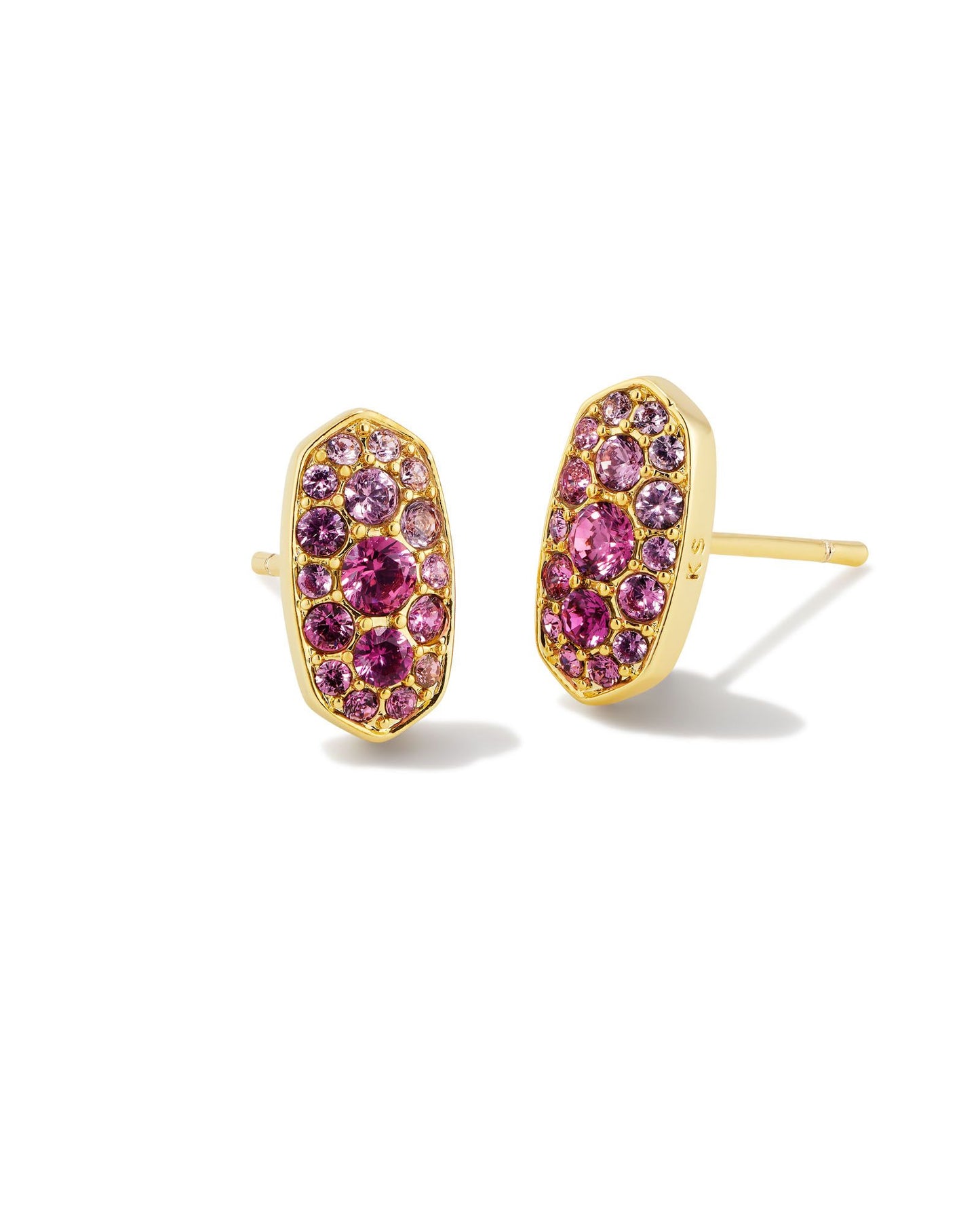 Grayson Gold Crystal Stud Earrings in Pink Ombre