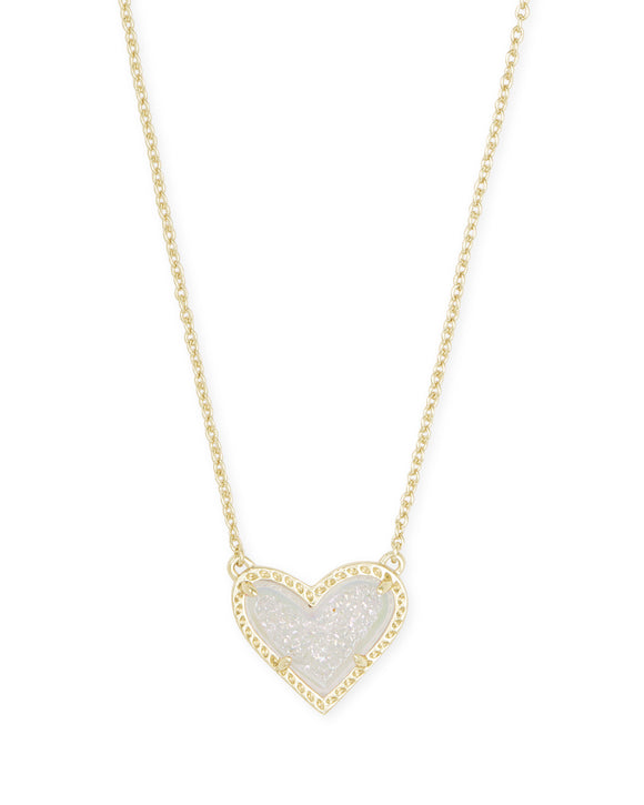 Ari Heart Pendant Necklace in Iridescent Drusy