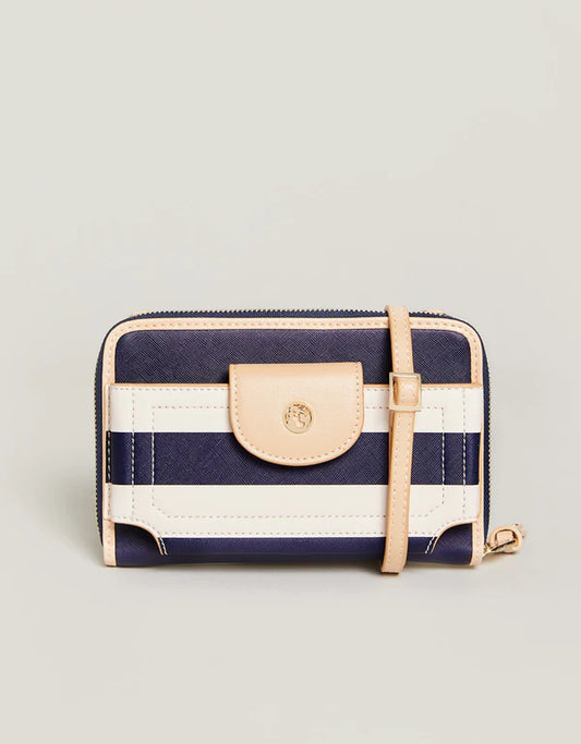 Multi Phone Crossbody Navy Stripe