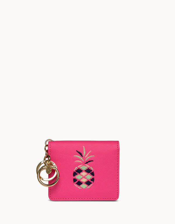 Embroidered Card Keychain Pineapple/Pink