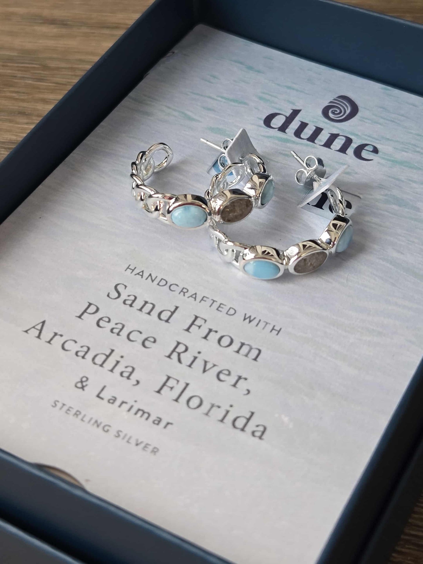 Milan Hoop Earrings - Larimar & Sand