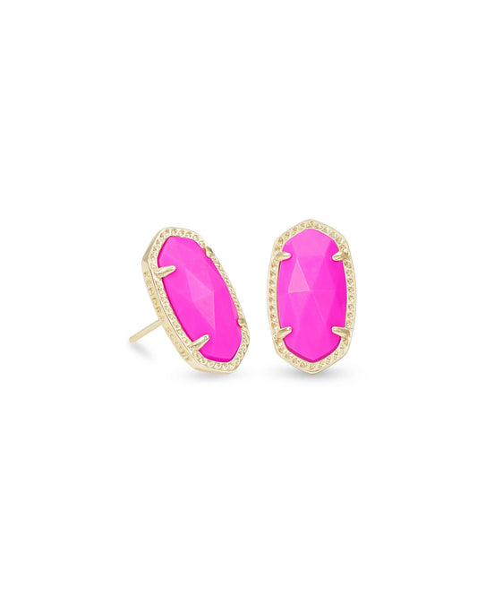 Ellie Gold Stud Earrings in Magenta