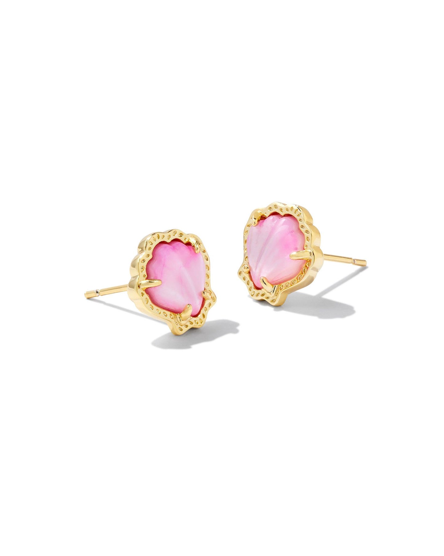 Brynne Gold Shell Stud Earrings in Blush Ivory Mother of Pearl