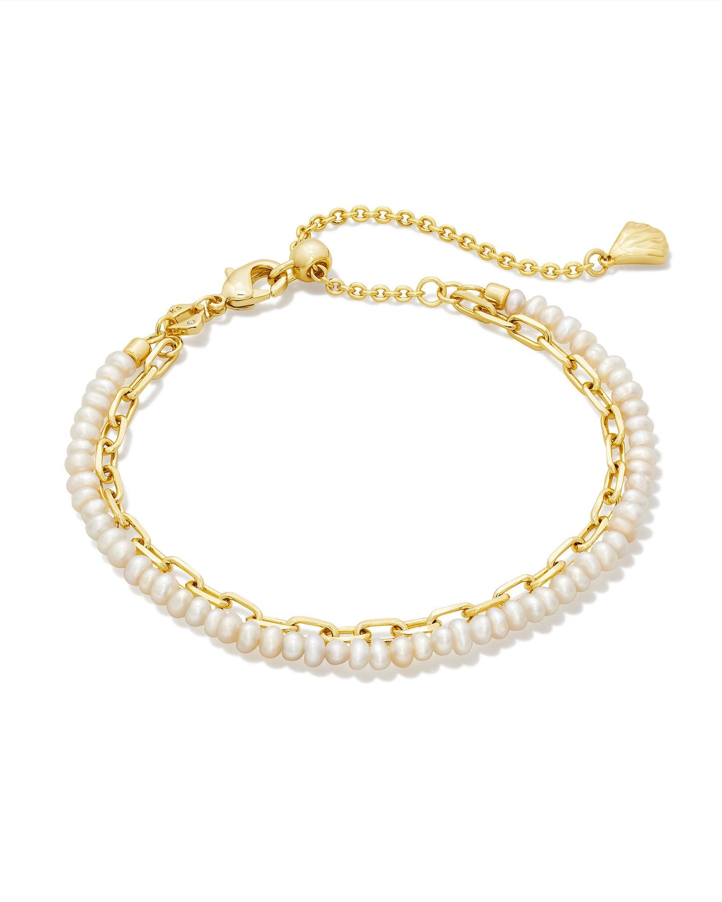 Lolo Gold Multi Strand Bracelet in White Pearl