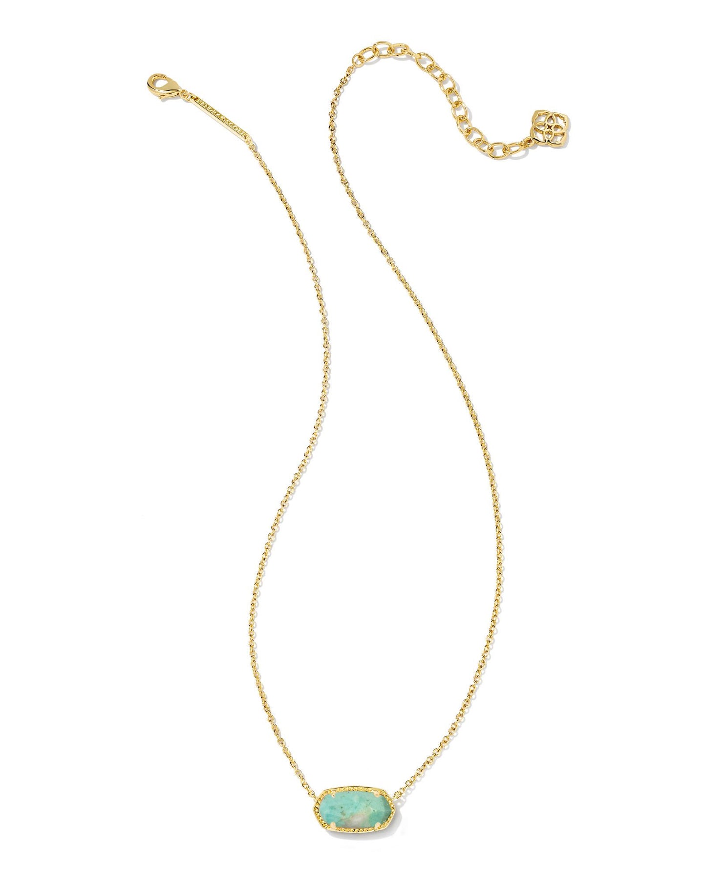 Elisa Gold Pendant Necklace in Sea Green Chrysocolla