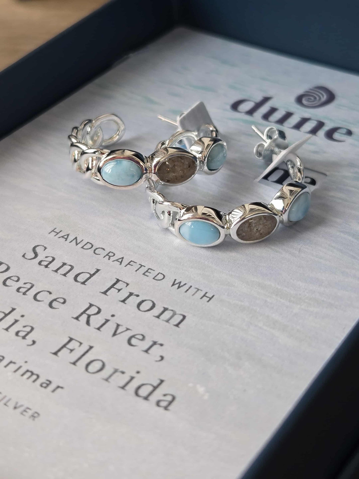 Milan Hoop Earrings - Larimar & Sand