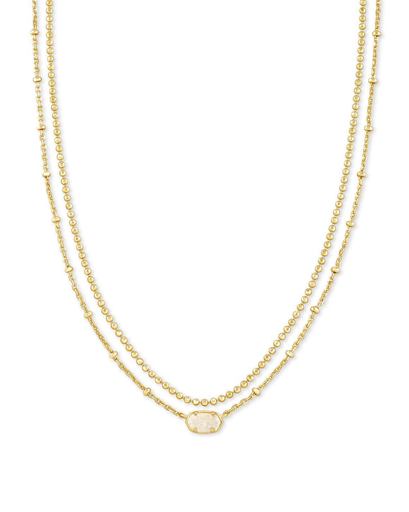 Emilie Gold Multistrand Necklace in Iridescent Drusy