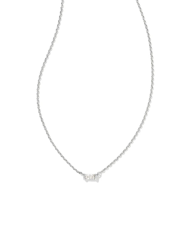 Juliette Silver Pendant Necklace in White Crystal