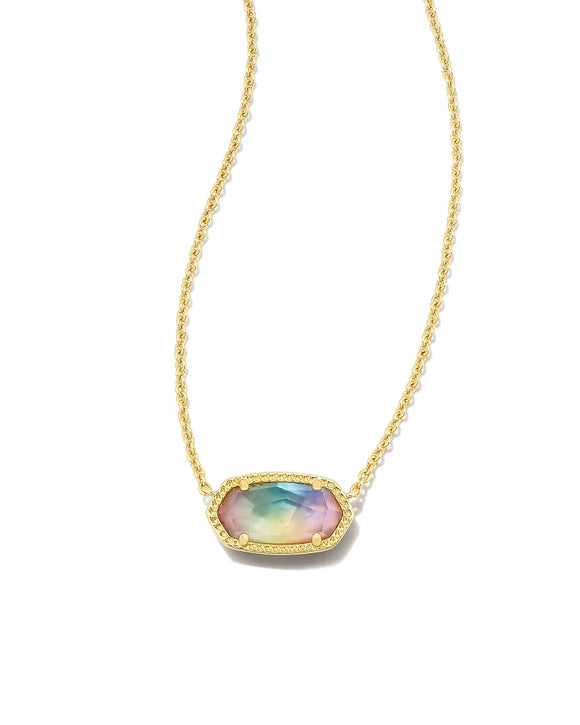 Elisa Gold Pendant Necklace in Yellow Watercolor Illusion