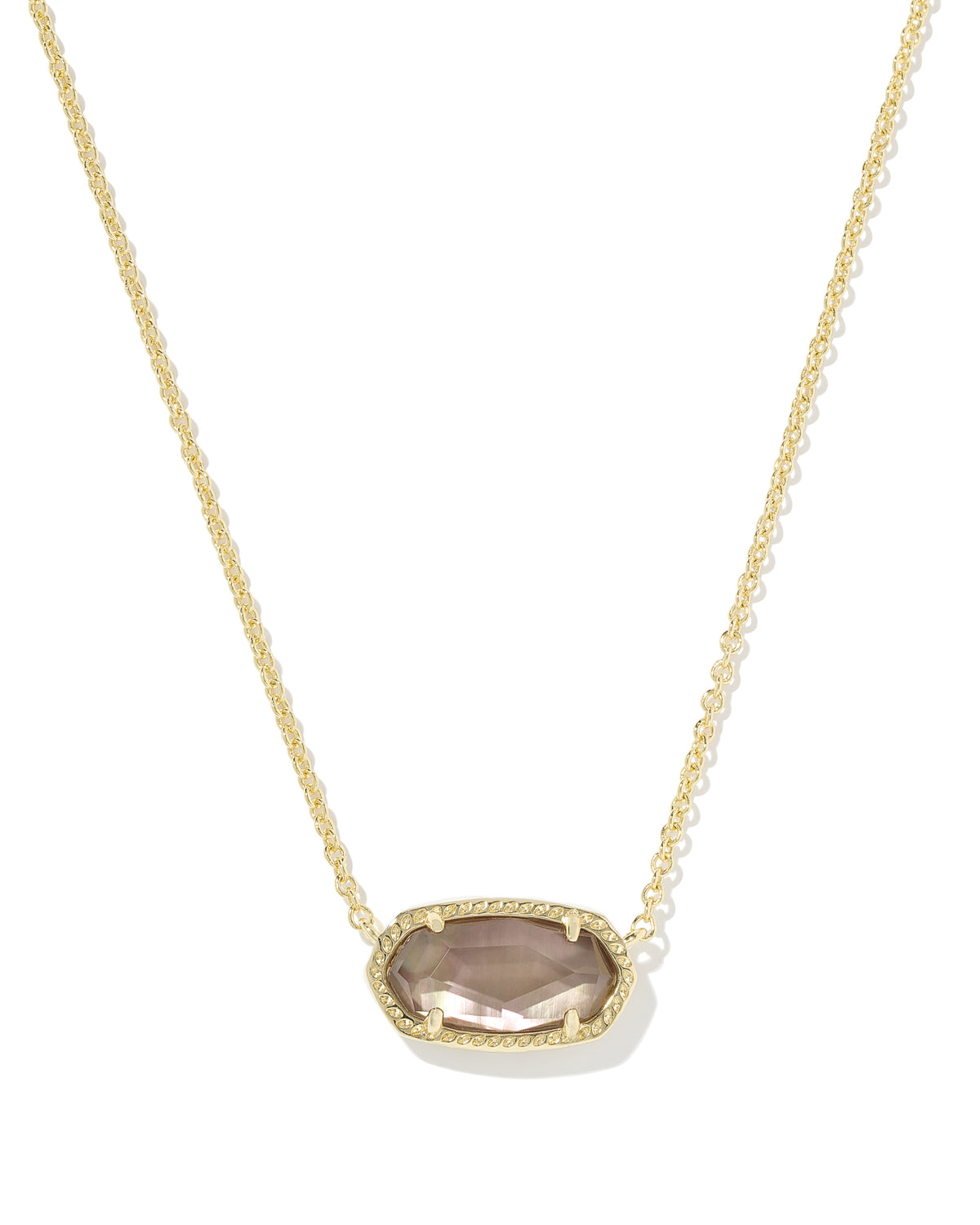 Elisa Gold Pendant Necklace in Taupe Mother of Pearl