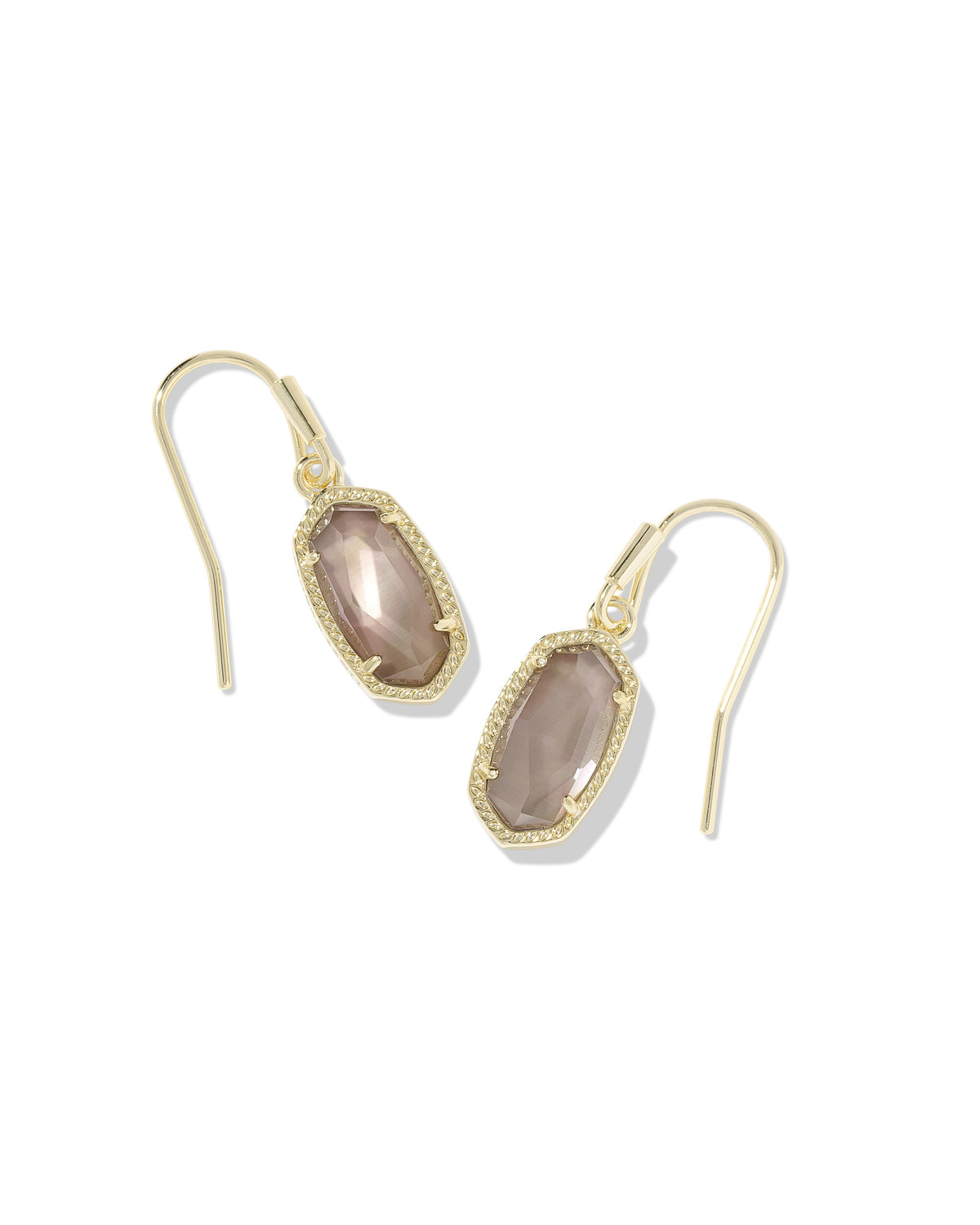 Lee Gold Drop Earrings in Taupe Mother-of-Pearl