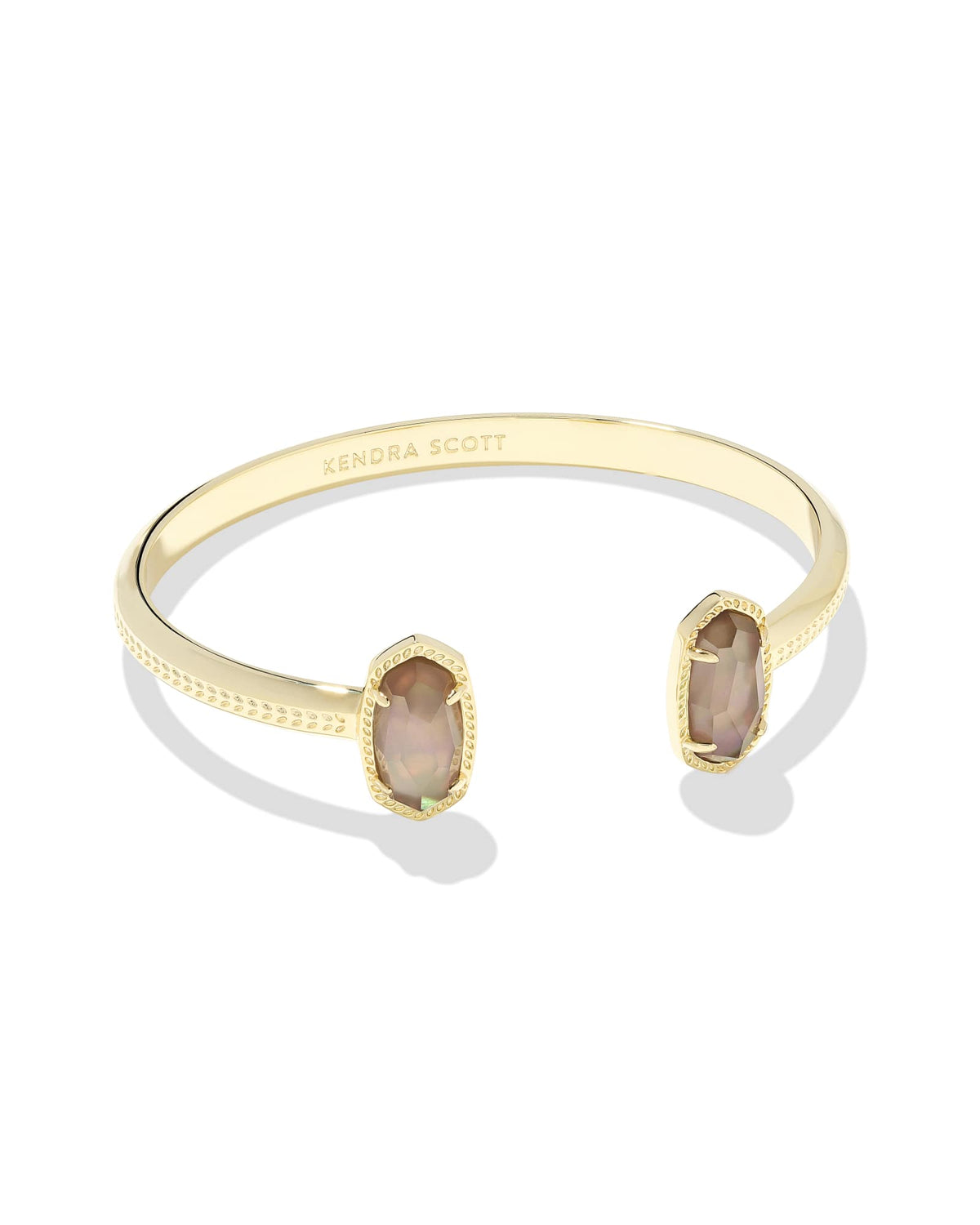 Elton Gold Cuff Bracelet in Taupe Mother of Pearl