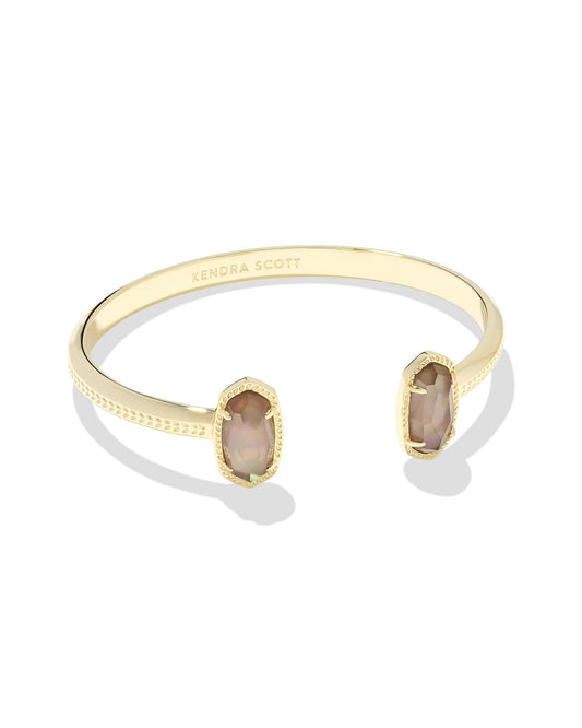 Elton Gold Cuff Bracelet in Taupe Mother of Pearl