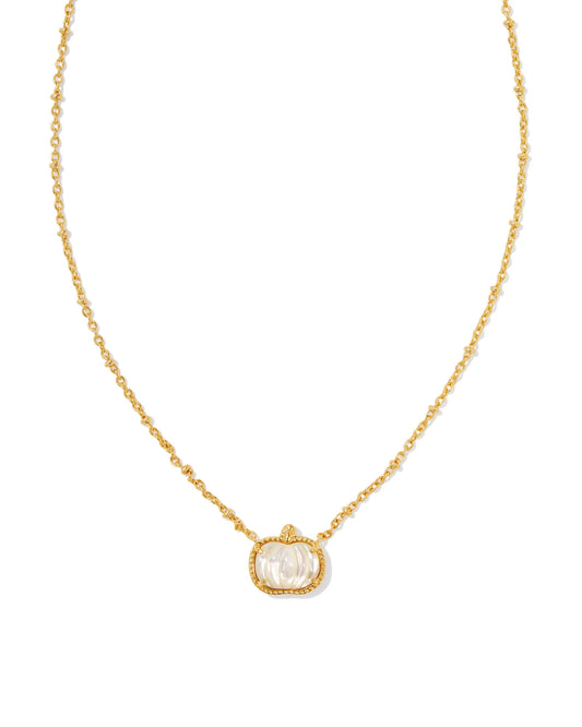 Pumpkin Gold Short Pendant Necklace in Ivory Mother-of-Pearl