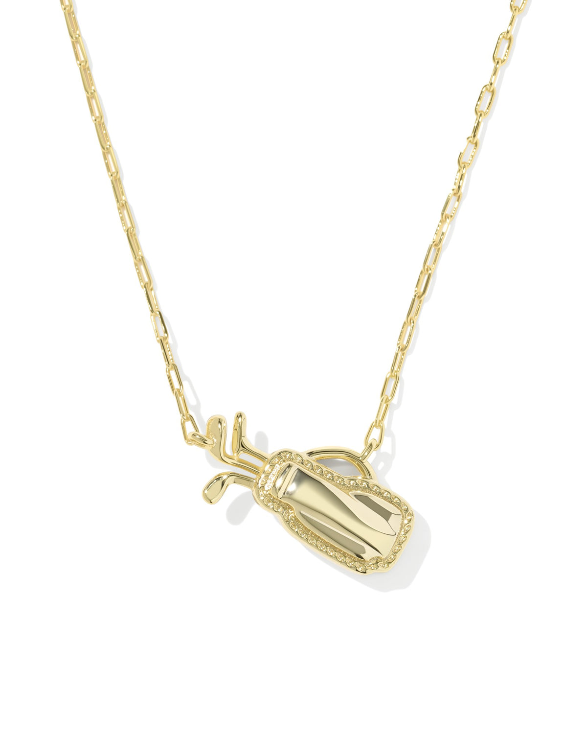 Golf Gold Short Pendant Necklace in Ivory Mother of Pearl