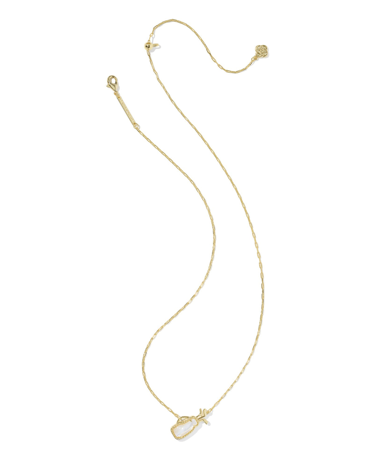 Golf Gold Short Pendant Necklace in Ivory Mother of Pearl