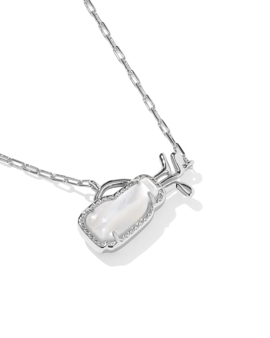 Golf Silver Short Pendant Necklace in Ivory Mother of Pearl