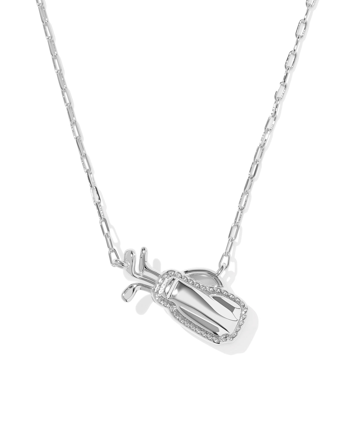 Golf Silver Short Pendant Necklace in Ivory Mother of Pearl