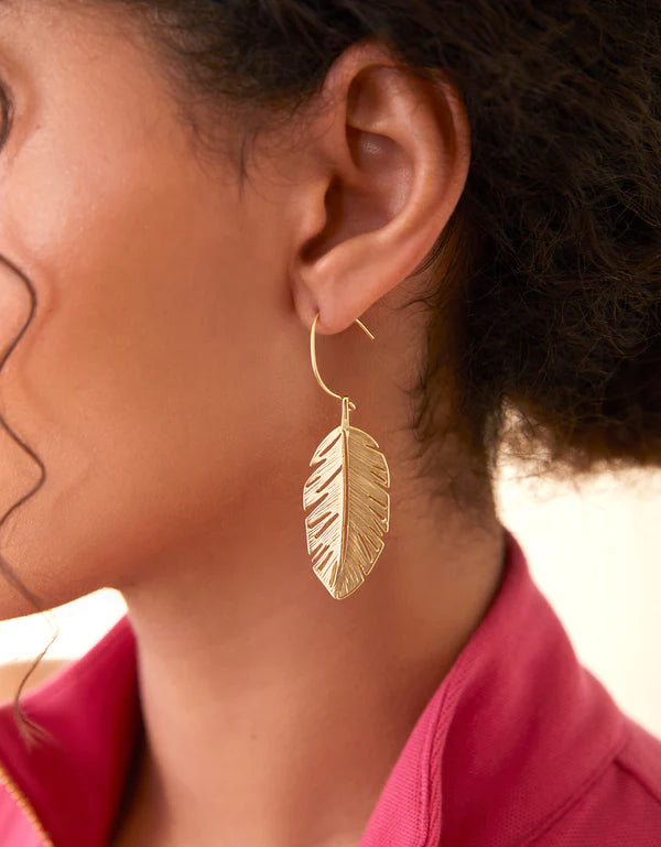 Calathea Leaf Earrings Gold