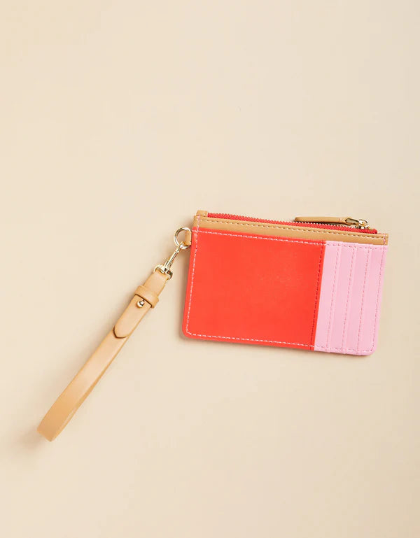 Slim Card Coinpurse Pink Red Color Block