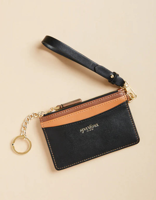 Slim Card Coinpurse Black Brown Color Block