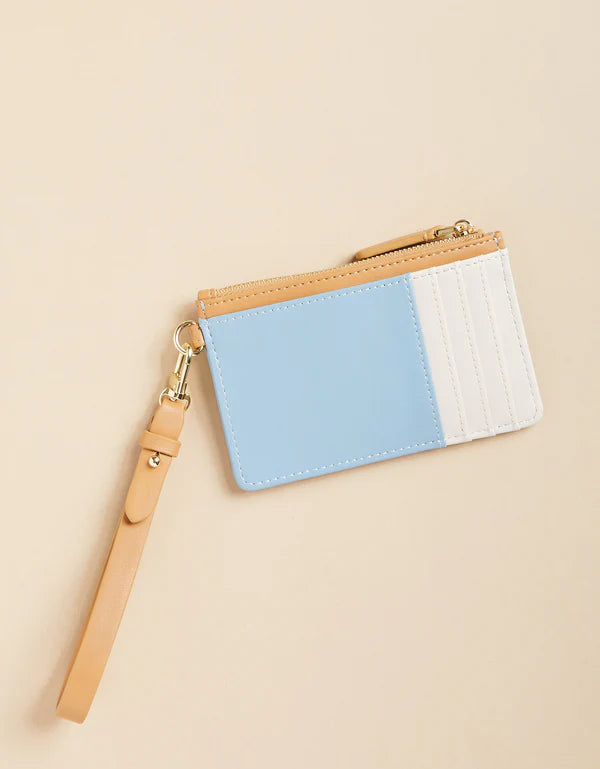 Slim Card Coinpurse Blue Cream Color Block