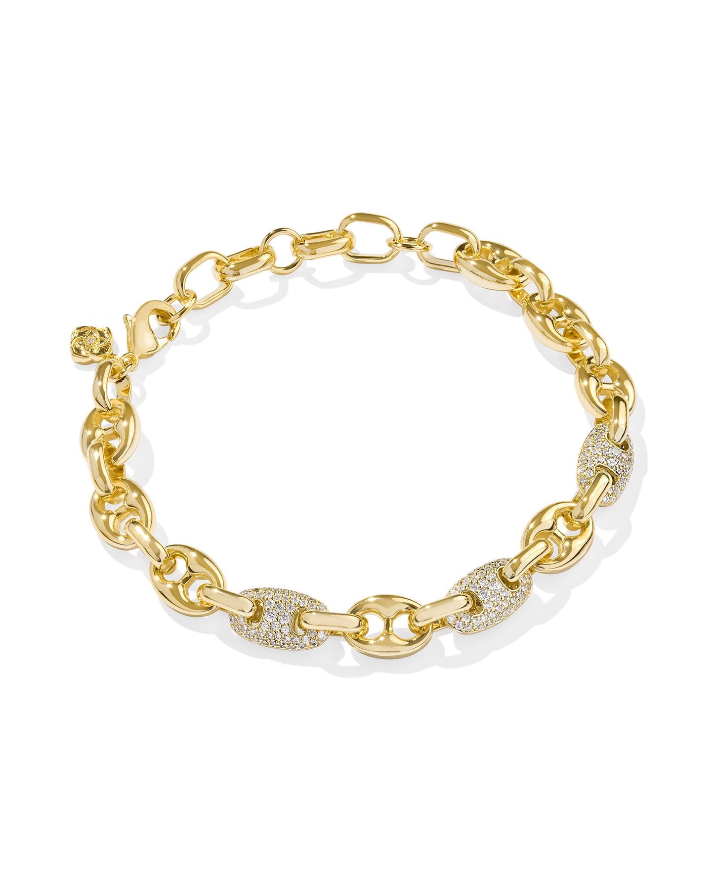 Bailey Gold Pave Chain Bracelet in White Crystal