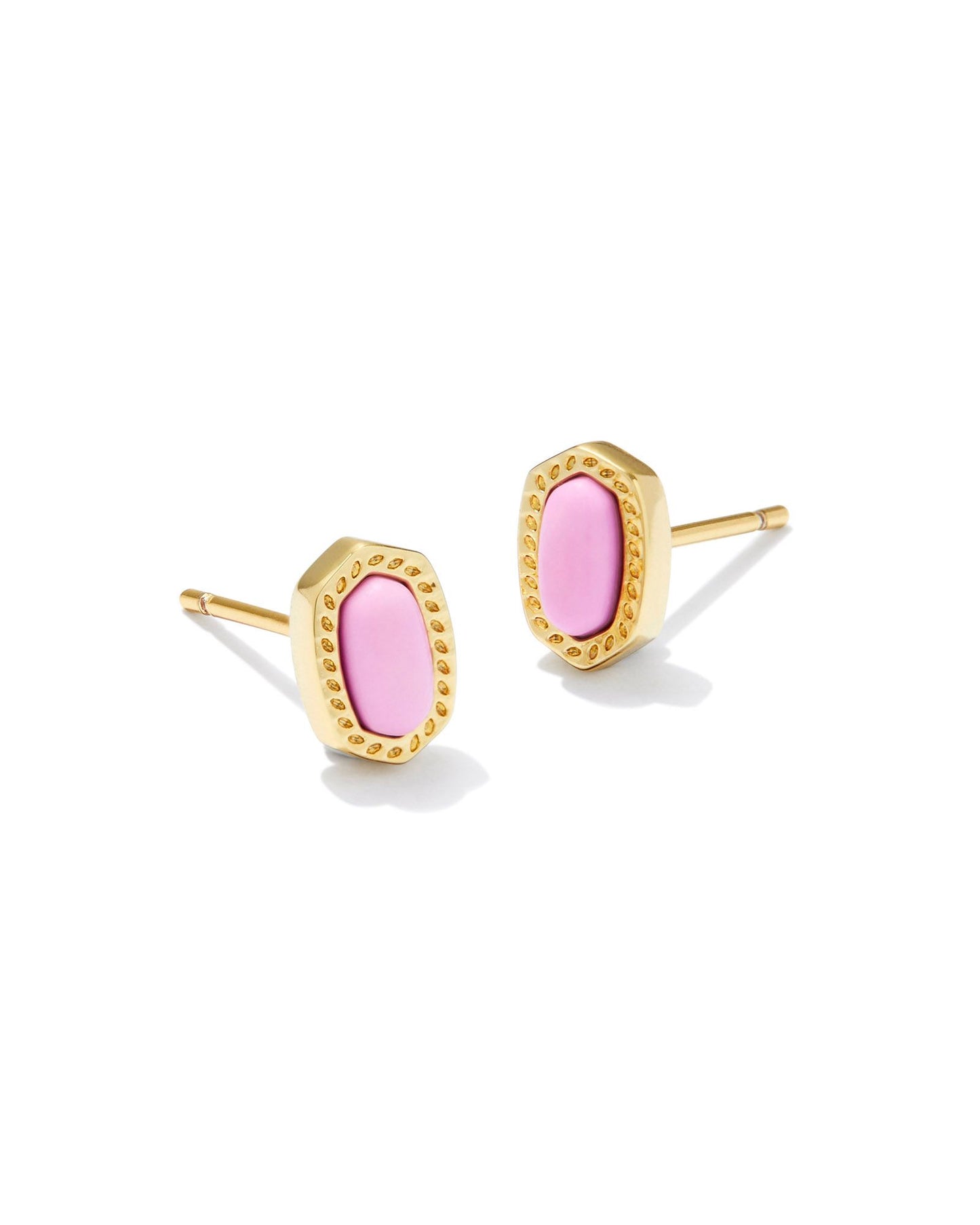 Mini Ellie Gold Stud Earrings in Fuschia Magnesite