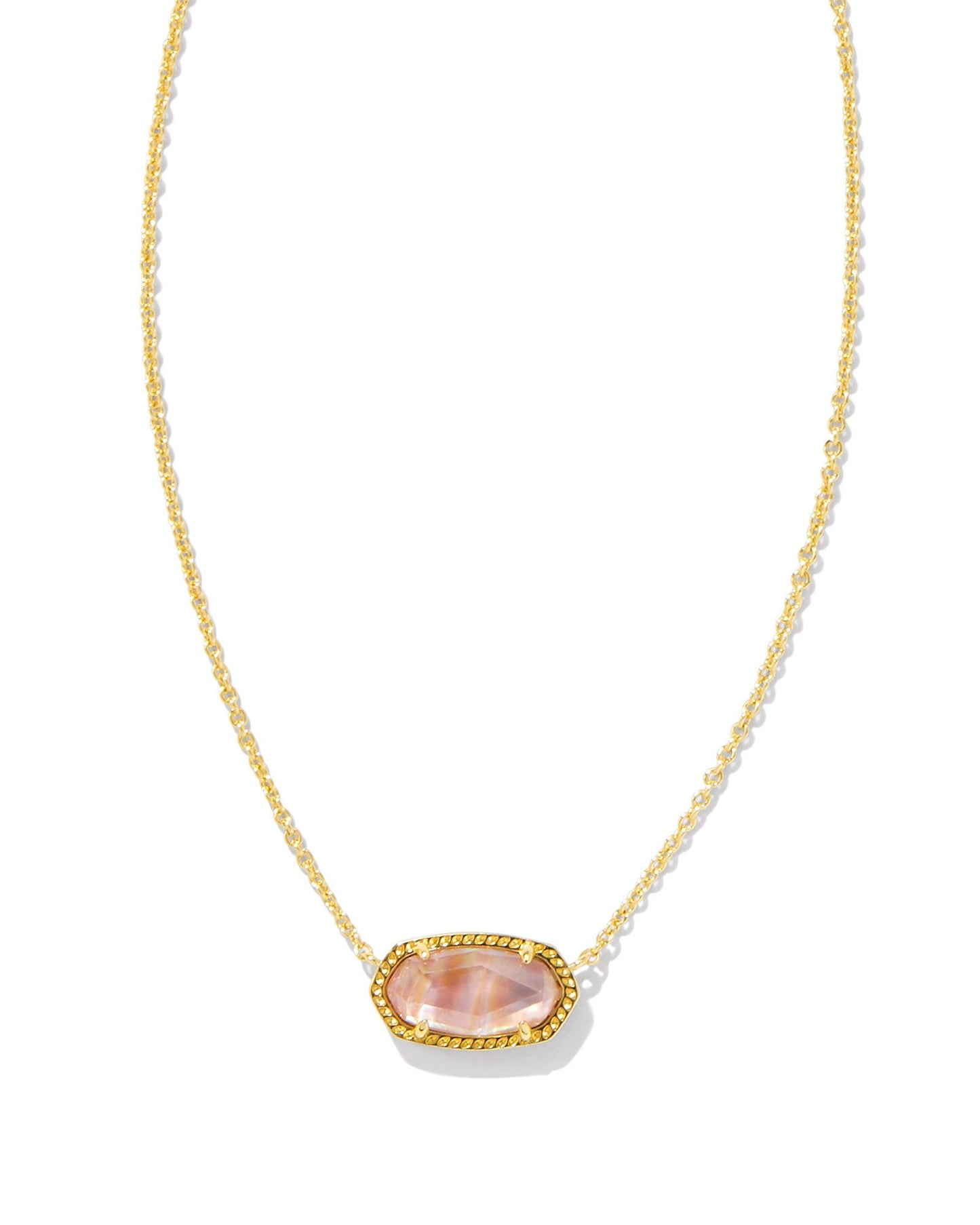 Elisa Gold Pendant Necklace in Light Pink Iridescent Abalone