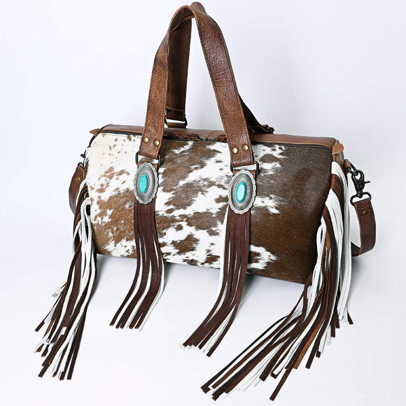 ADBG1090 - Small Hair on Hide Duffle with Fringe