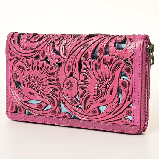 ADBG1321B - Pink Tooled Wallet