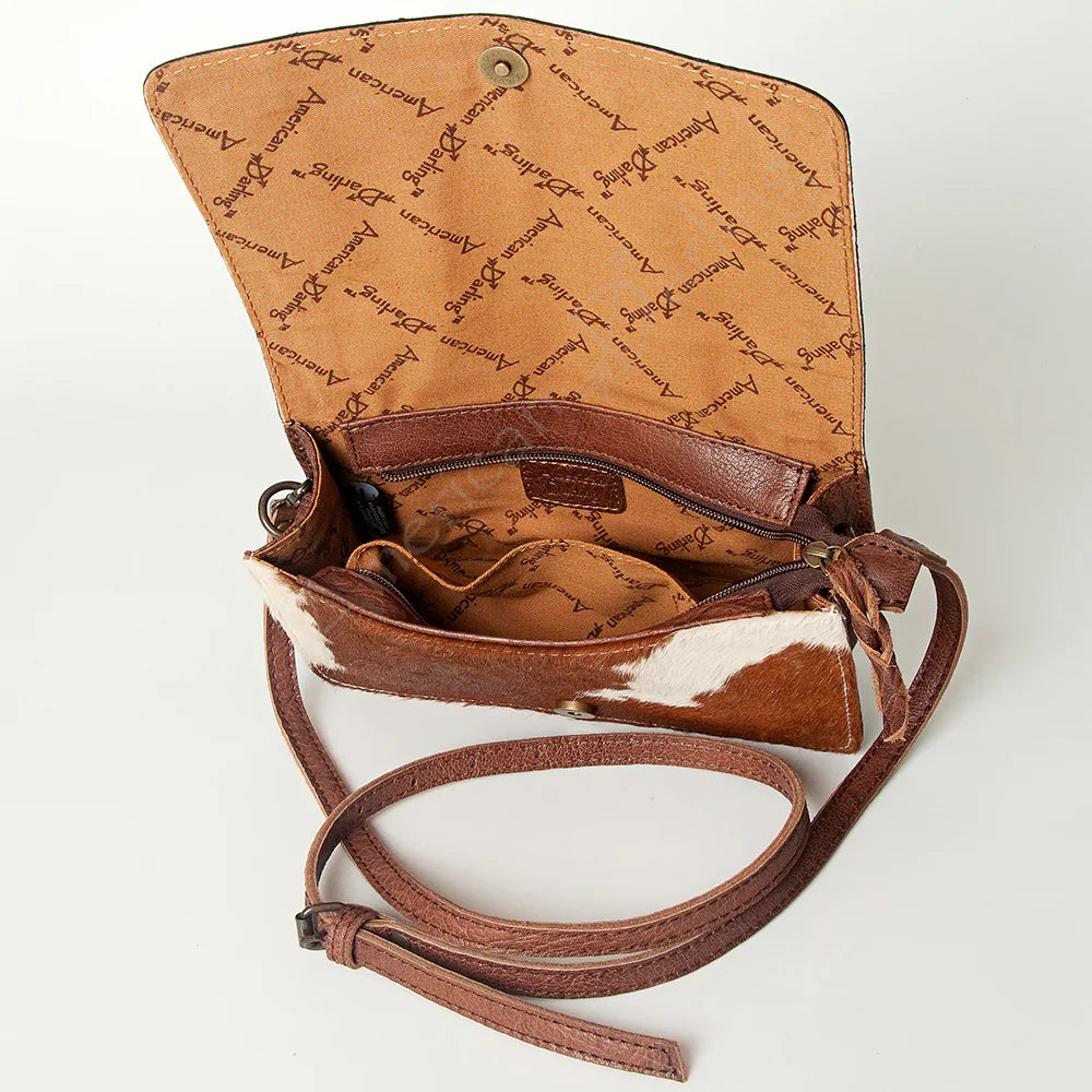 ADBG683 - Hair on Hide Crossbody with Tooled Edging