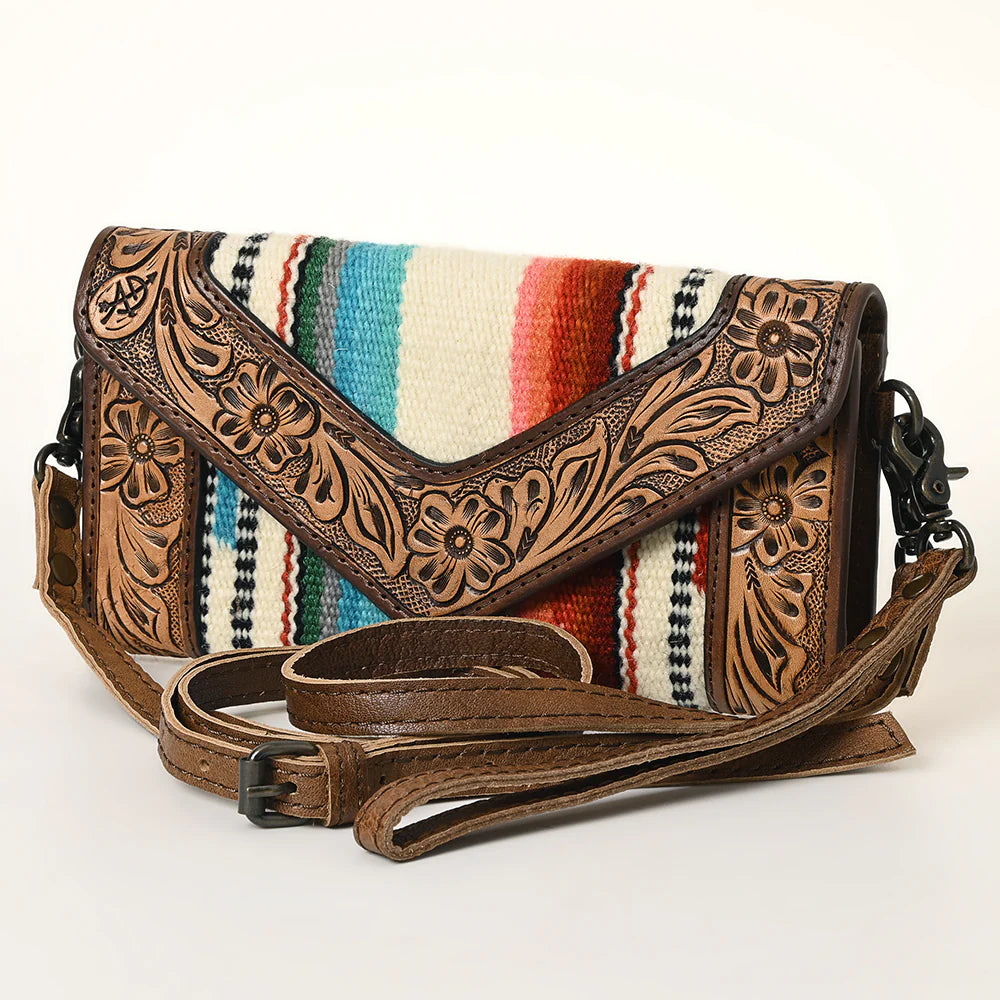 ADBG906L - Tooled Saddle Blanket Trifold Wallet Crossbody