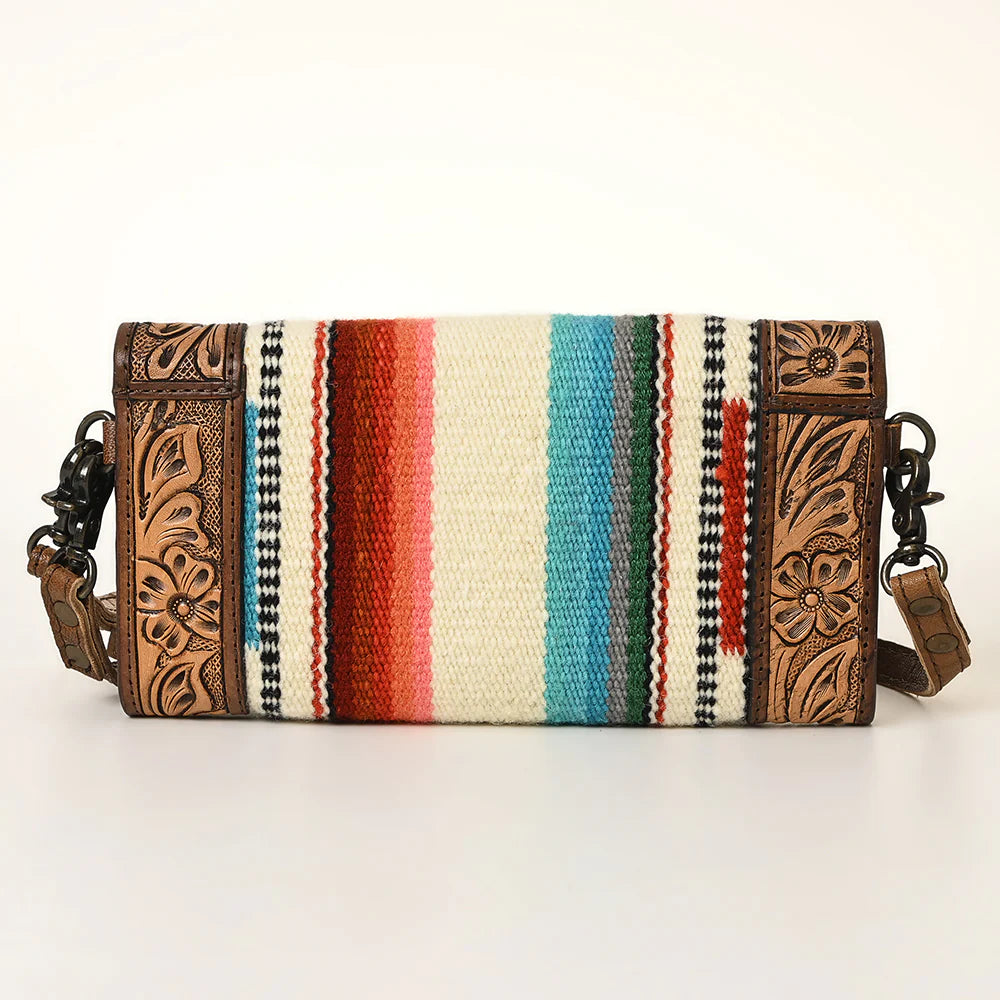 ADBG906L - Tooled Saddle Blanket Trifold Wallet Crossbody