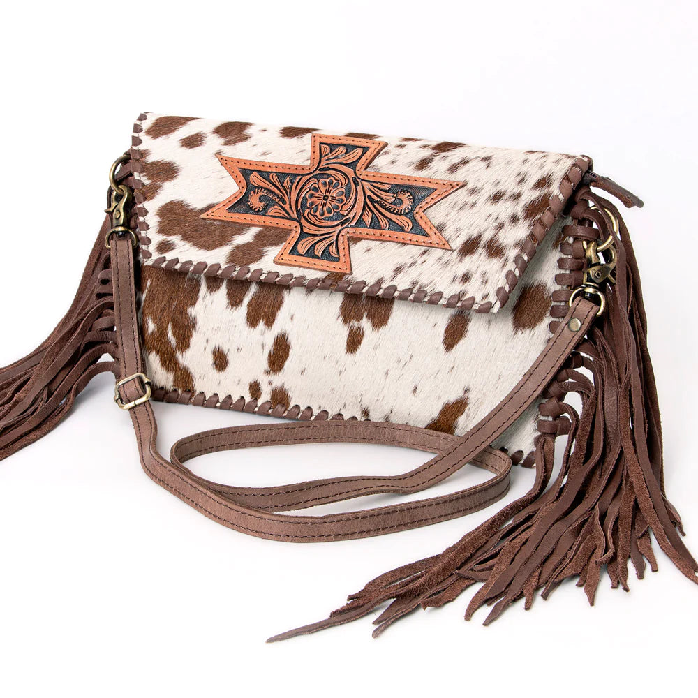 ADBGD106BRWBR - Hair on Hide Crossbody with Fringe