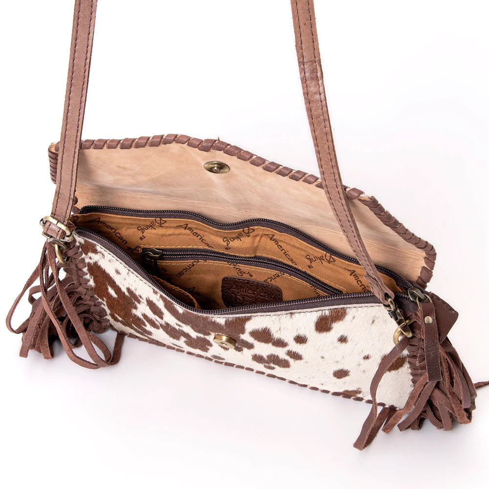 ADBGD106BRWBR - Hair on Hide Crossbody with Fringe