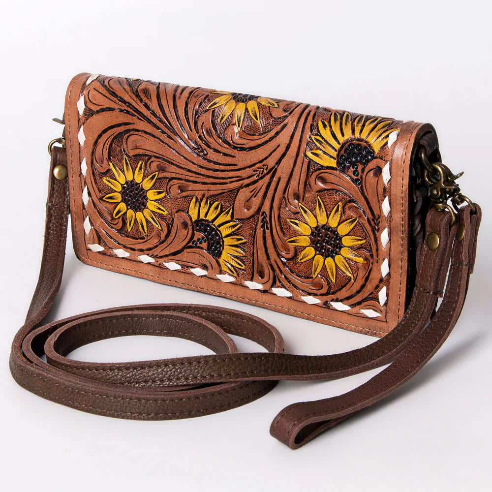 ADBGM169A - Sunflower Painted and Tooled Clutch