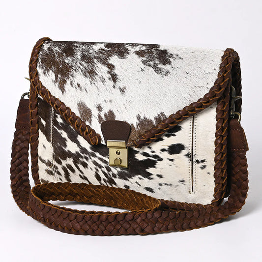 ADBGM345B - Hair on Hide Crossbody with Braided Detail