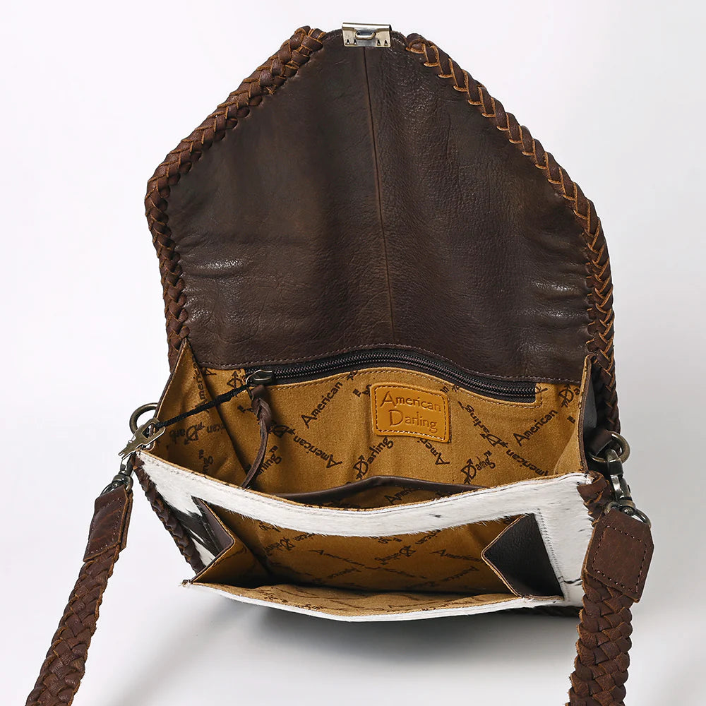 ADBGM345B - Hair on Hide Crossbody with Braided Detail