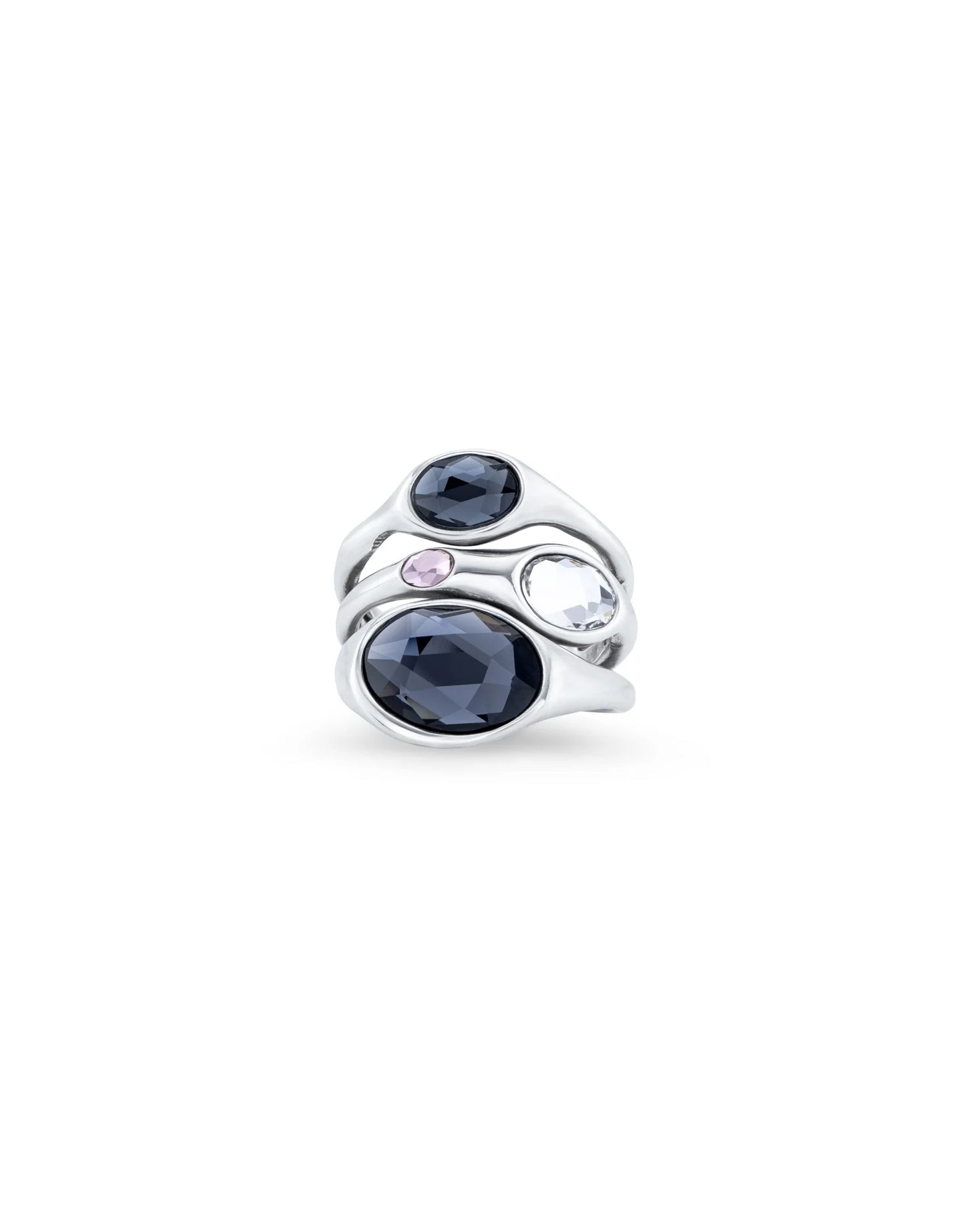 Sunshine - Ring with crystals with different sizes - Silver
